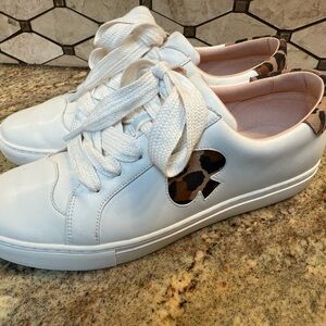 Kate Spade White Sneakers with Leopard Detail